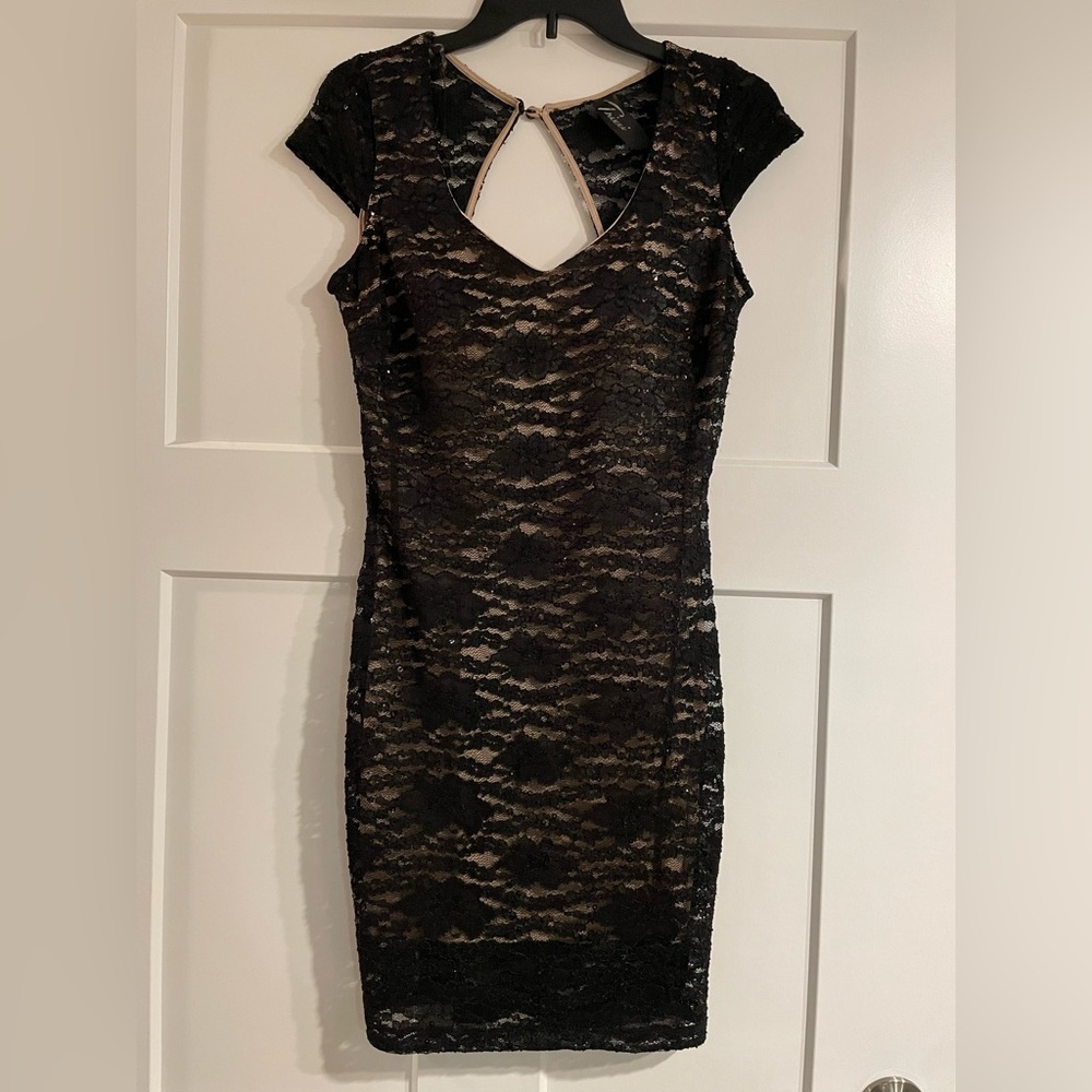 NWOT Black Sparkle Lace Dress Junior